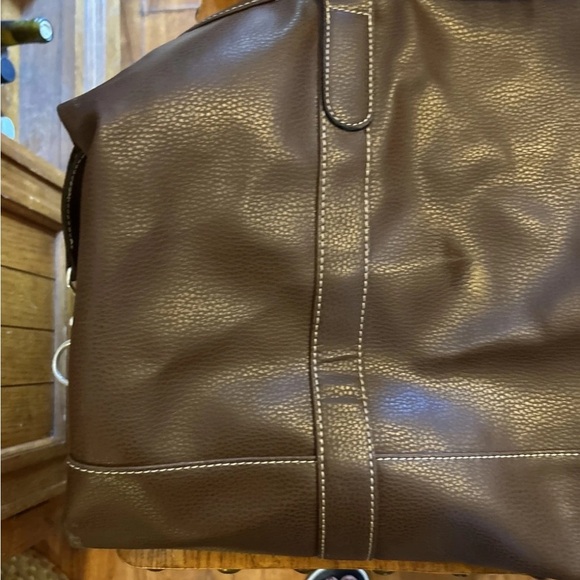 Barrington Brown Vegan Leather Men's Captains Duffle Bag EUC!! - Picture 7 of 16